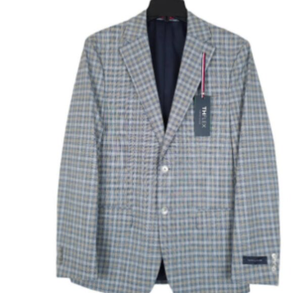 Tommy Hilfiger 46R Men's Conrad Blue/Grey Modern Fit Sport Coat Suit Jacket NWT - Picture 2 of 3